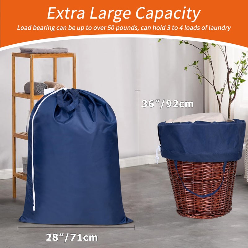 Polecasa Extra Heavy Duty Large Laundry Bag with Sturdy Handles and Drawstring Closure, 28 x 36 inches Durable Storage Bags for Basket, Hamper, College, Dorm, Travel, Navy - Image 3